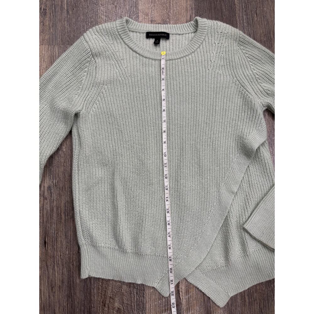 Banana Republic Womens Shaker Knit Sweater Mint Green‎ Crossover Hem Small - Picture 3 of 5